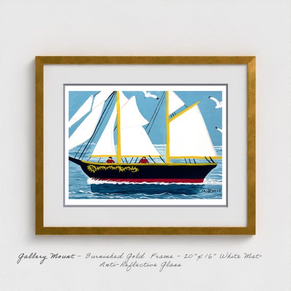 Maud Lewis - Bluenose Folk Art Print - Nova Scotia Maritime Pride Sailing Heritage Gift