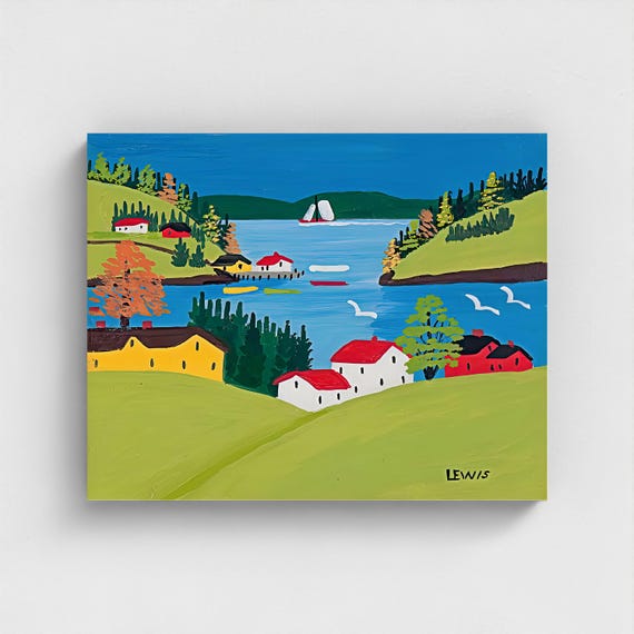 Maud Lewis, Digby Harbour | Canadian Heritage Art Canvas Framed and unframed