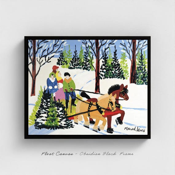 Maud Lewis Print: Family Sleigh Ride - Nova Scotia Folk Art