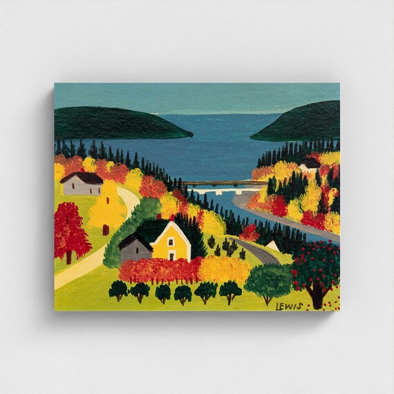 Maud Lewis, Victoria Bridge | Vintage Canadian Folk Art