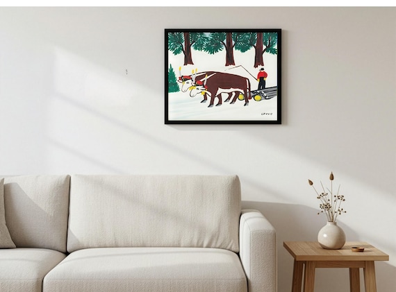 Maud Lewis, Oxen-1962  | Vintage Canadian Folk Art