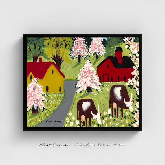 Maud Lewis - Spring Cows Grazing Nova Scotia Folk Art Print Cottage Wall Decor Gift