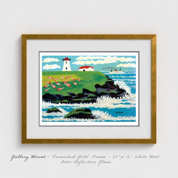 Maud Lewis, Lighthouse and Steamer | Canadian Folk Art | Museum Quality | Maritime Heritage Print | High Def Archival Print and Canvas