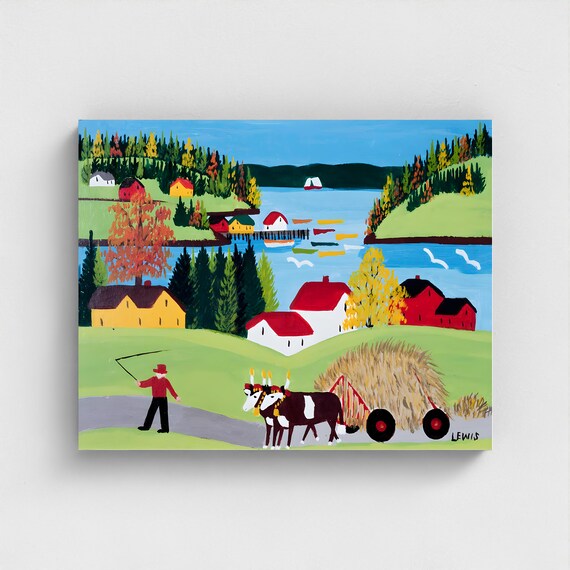 Maud Lewis, A View of Sandy Cove-1956 | Canadian Heritage Art Canvas Framed and unframed