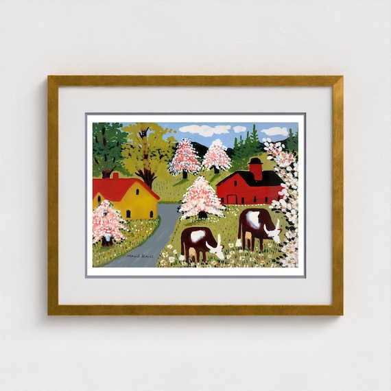Maud Lewis, Cows Grazing | Giclée Fine Art Print | Canadian Heritage Folk Art
