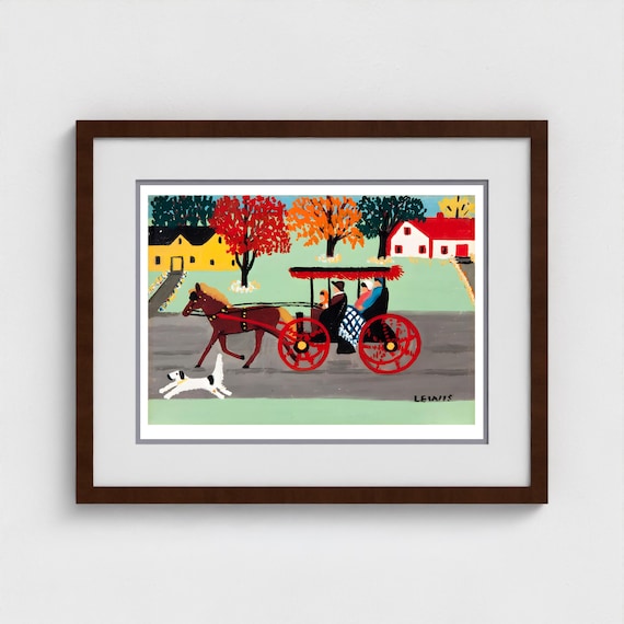 Maud Lewis, Sunday Drive-1958 | Giclée Fine Art Print | Canadian Heritage Folk Art