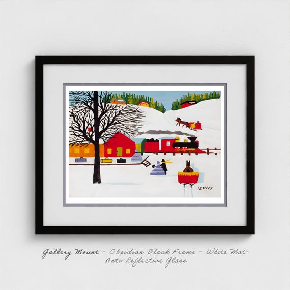 Maud Lewis Winter Train Station Giclee Print | Nova Scotia Folk Art