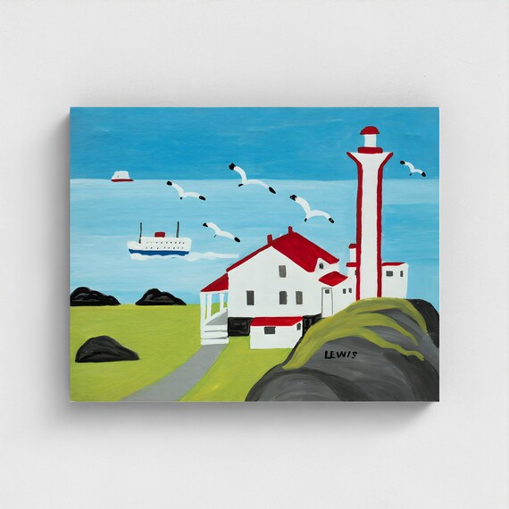 Maud Lewis, Lighthouse-1960 | Vintage Canadian Folk Art