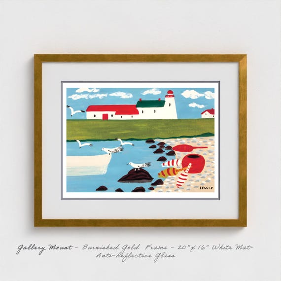 Maud Lewis Lighthouse & Lobster Trap Print: Nova Scotia Folk Art