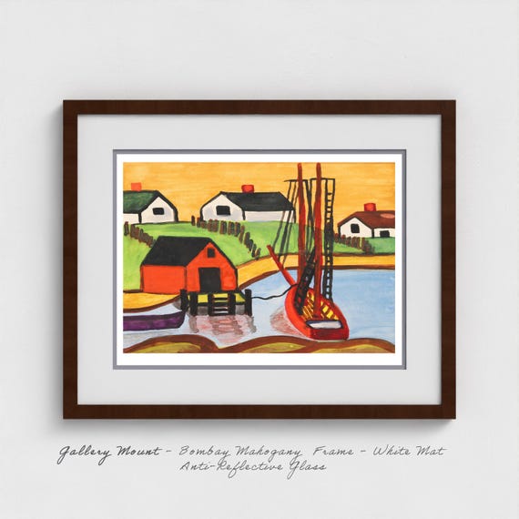 Maud Lewis - Marshalltown Nova Scotia 1952 Folk Art Print - Maritime Village Heritage Community Gif