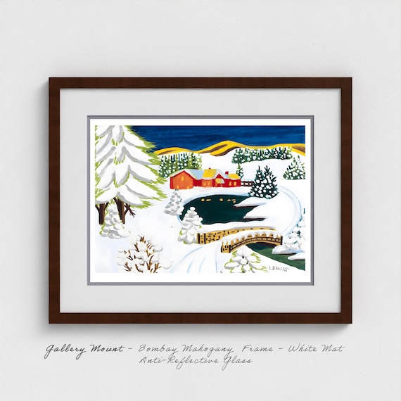Maud Lewis - Night Snow Folk Art Print - Nova Scotia Winter Evening Maritime Solitude Gift