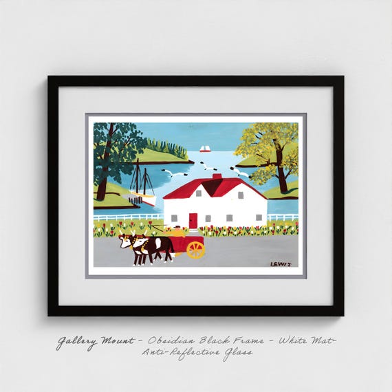 Maud Lewis Folk Art Print: Nova Scotia House and Ox Cart