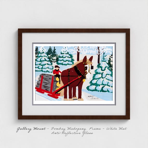 Maud Lewis 'Horse Hauling Logs' Giclee Print | Maritime Folk Art