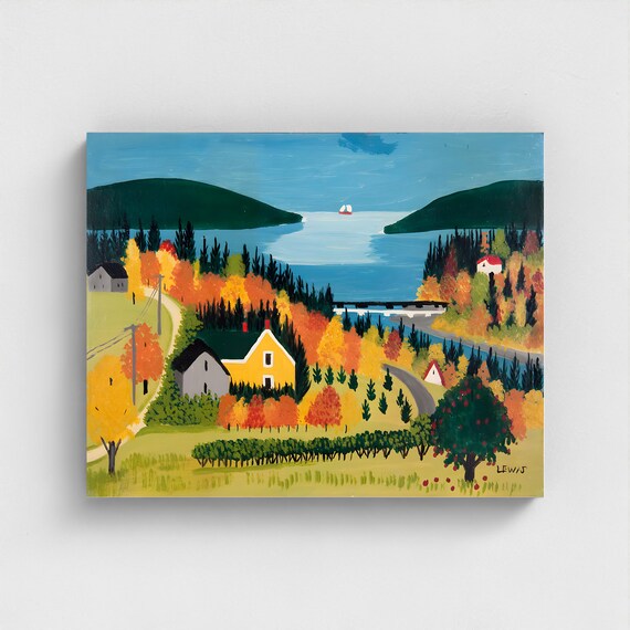 Maud Lewis, Yellow House by the Harbour - 1958   | Vintage Canadian Folk Art