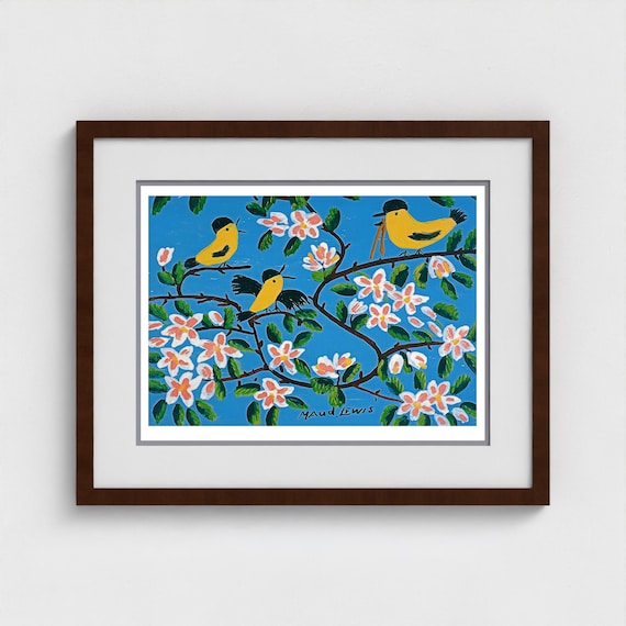 Maud Lewis, Yellow Birds | Giclée Fine Art Print | Canadian Heritage Folk Art