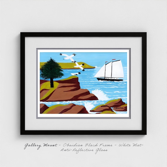 Maud Lewis Edge of Digby Harbour 1962 Giclee Canvas Print | Nova Scotia Folk Art | Maritime Fishing Village | Canadian Harbour Painting