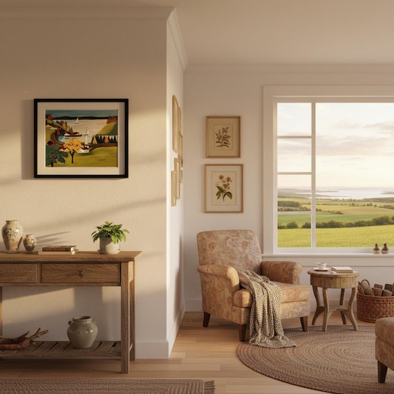 Maud Lewis Print: Smith's Cove, Nova Scotia Folk Art, Maritime Scene