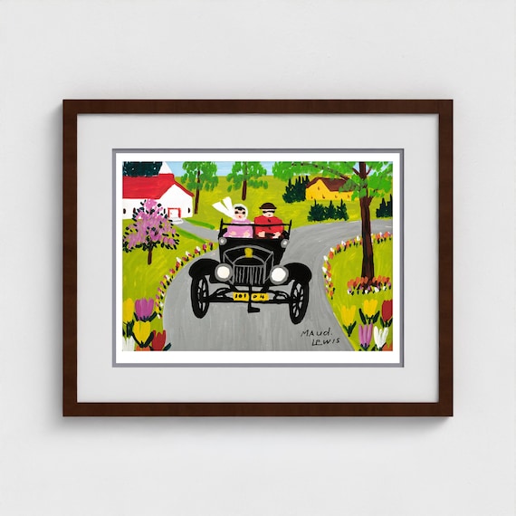 Maud Lewis Art Print, Model T, Canadian Folk Art