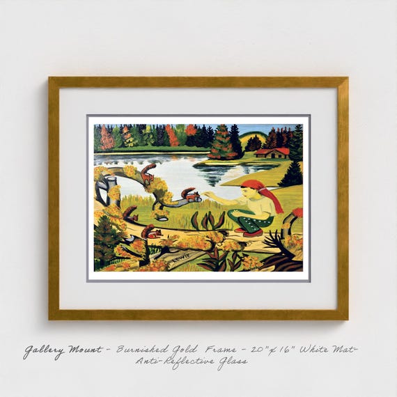 Maud Lewis - Child Feeding Squirrels | Canadian Folk Art | Children and Nature | Maritime Childhood Heritage