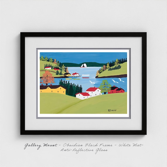 Maud Lewis - Digby Harbour Folk Art Print - Nova Scotia Fishing Port Maritime Commerce Gift