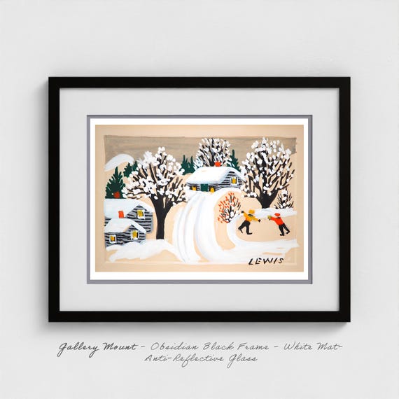 Maud Lewis - The Skaters Folk Art Print - Nova Scotia Winter Recreation Maritime Community Gift