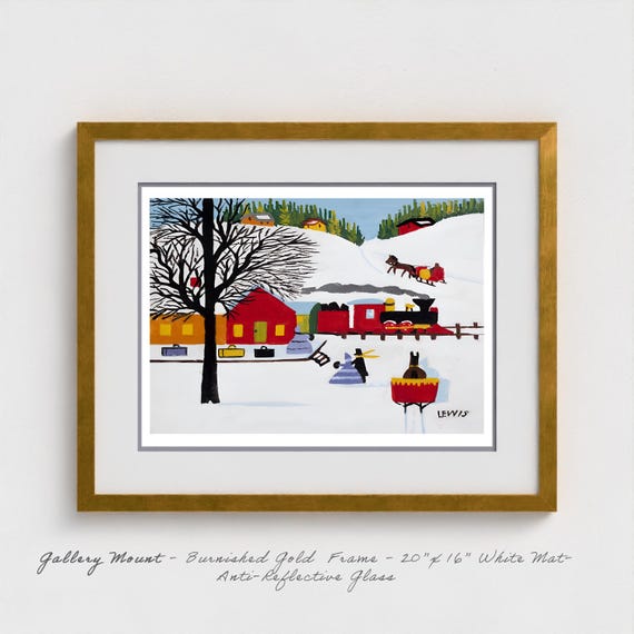 Maud Lewis Train Station Print: Nova Scotia Folk Art, Winter Railway