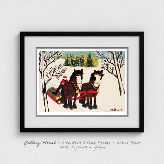 Maud Lewis Print: Horses Hauling Logs, Nova Scotia Folk Art