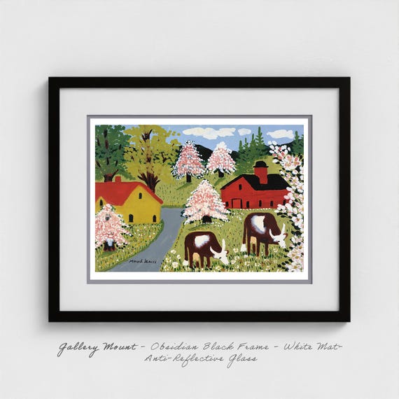 Maud Lewis - Cows Grazing Folk Art Print - Nova Scotia Pastoral Life Maritime Agriculture Gift