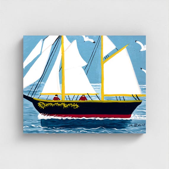Maud Lewis, Bluenose | Canadian Heritage Art Canvas Framed and unframed