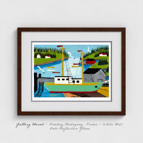 Maud Lewis Print: Bay of Fundy Fishing Schooner, Nova Scotia Folk Art