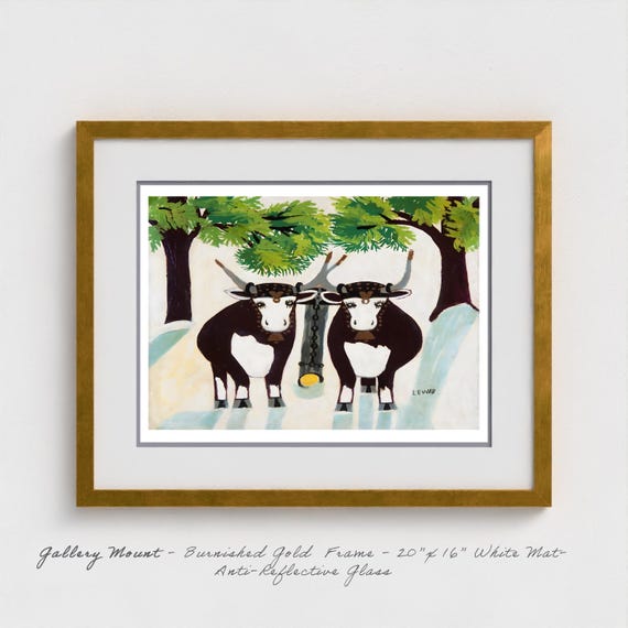 Maud Lewis Oxen Winter Scene Giclee Print | Nova Scotia Folk Art