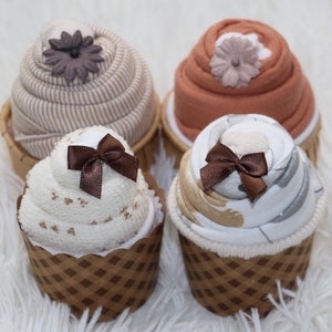 Gender Neutral Baby Gift Cupcake Set: Shower Gift-Bodysuits