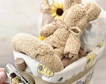 MINI SMALL Pooh Inspired Stroller Carriage Diaper Cake, Baby Shower Gift-Bees