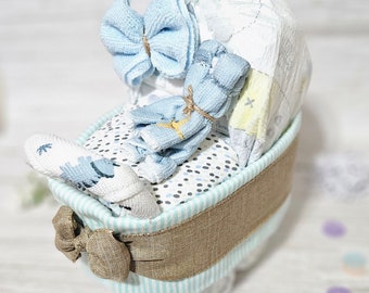 Baby Boy SMALL/Mini Carriage Stroller Diaper Cake Baby Shower Gift for Newborn Unique Sprinkle Diaper Gift Pampers Diapers Ready to Ship