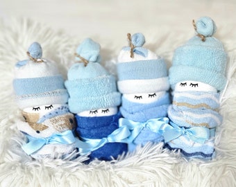 Baby Boy Diaper Babies 4 Pack Baby Shower Gift Infant Washcloths Diaper Cake Decor Gift Newborn Baby Shower Decor Baby Shower Favors