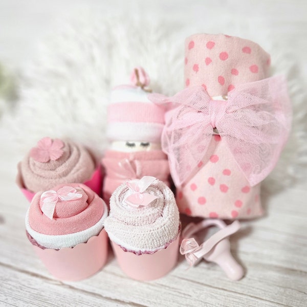 Baby Girl Variety Gift Set and Baby Items Cupcakes Baby Shower Gift for Newborn Useful Baby Gift All in One Baby Gift Ready to Ship