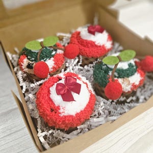 Christmas Fuzzy Sock Cupcake Set Cozy Sock Bundle for Holiday Season Adorable Unique Gift for Christmas Gender Neutral Present Holiday Cheer