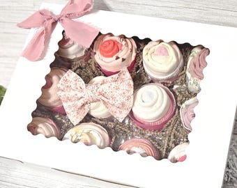 Unique Baby Girl Gift Box, Basket-Cupcake Bodysuits Set: New Baby Essentials