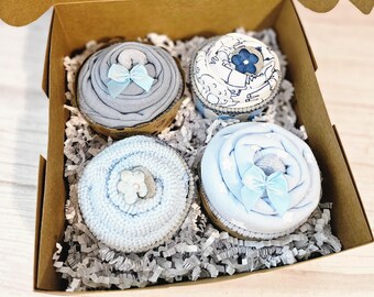 Baby Boy Cupcake Gift Set- Baby Essentials-Shower Decor-Useful Items-Bodysuit Cupcakes