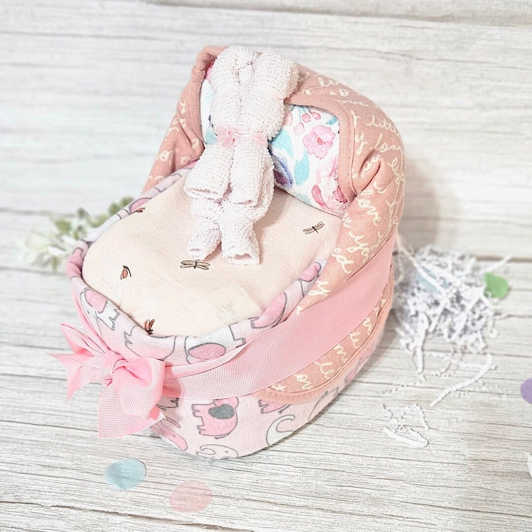 Baby Girl Gift MINI SMALL Bassinet Diaper Cake: Shower Gift With ...