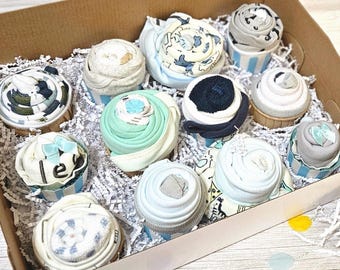 Baby Boy Cupcake Bodysuit Gift Set: Essentials Box