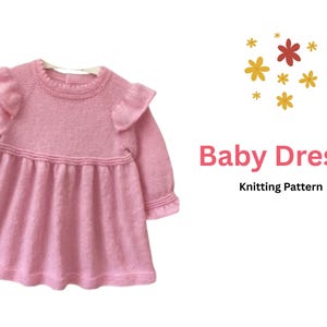 Knitting Pattern Baby Girl Dress | PDF Downld | 1–1.5 Years | Round Yoke, Ruffles & Picot Edges- Baby Dress - Every moms love dress babygirl