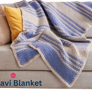 Mavi Blanket- Crochet Blanket Pattern- Cozy Days Daisy Blanket Crochet Pattern- Tri Colour Texture Puff Stitch Blanket- Crochet Pattern