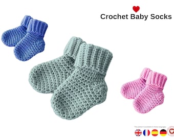 Baby Socken Häkelanleitung | Toe-Up-Babysocken mit geripptem Bündchen | Neugeborenen 0-3 Monate Häkelanleitung - Baaby Socken Booties Geschenk Neugeborenen