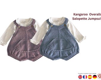 Strumpfhalter Känguru Ballon Overall Salopette Jumpsuit Strickmuster PDF für Baby und Kleinkind Strickmuster