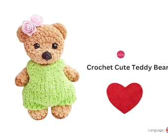 Ursinho de pelúcia fofo de crochê PDF Amigurumi - PADRÃO de urso de crochê, animais de crochê Amigurumi, padrão de crochê fácil - Ursinho fofo