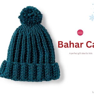 May include: A teal blue knitted beanie with a pom pom on top. The beanie has a ribbed texture and is a popular winter accessory.