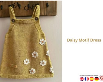 Daisy Dress Knitting Pattern – Sweet Papatya Dress– Baby Girl Outfit – Handmade Gift- Baby Girl Dress Knitted Pattern- Dress Gift Girls