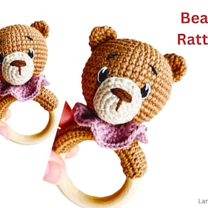 Bear baby rattle| Woodland Animal Crochet Pattern | Bear toy tutorial | Amigurumi Toy | Amigurumi PDF Pattern- Bear Rattle Pattern- bear rat