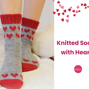 Gestrickte Socken mit Herzen Muster- Valentinstag besondere Socken Muster- Geschenke für Sie Socken Herzen Muster- Socken Geschenke Hausschuhe